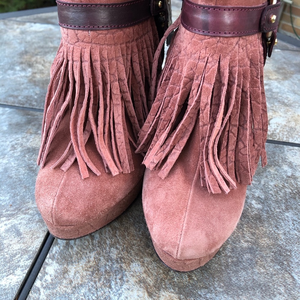 Just Cavelli Yoda 17 Fringe Platform Suede Heeled Boots - Picture 5 of 12